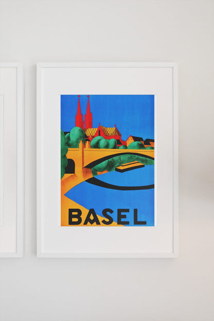 Basel Switzerland poster on a light wall