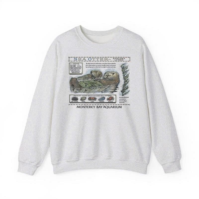 Sea Otter Educational Crewneck Sweatshirt – Vintage-Style Wildlife Graphic, Unisex Cozy Fleece