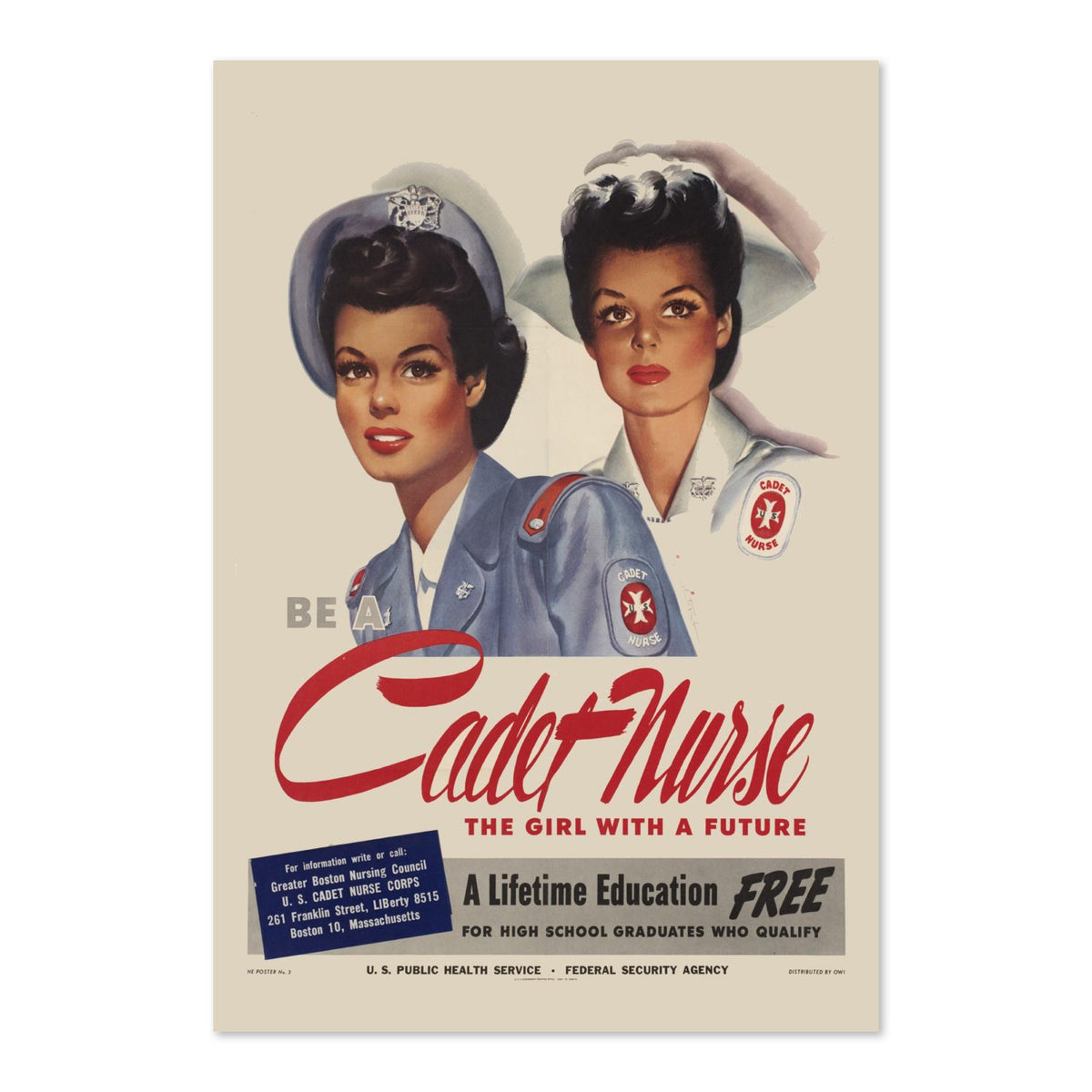 Be a Cadet Nurse — The Girl with a Future poster print