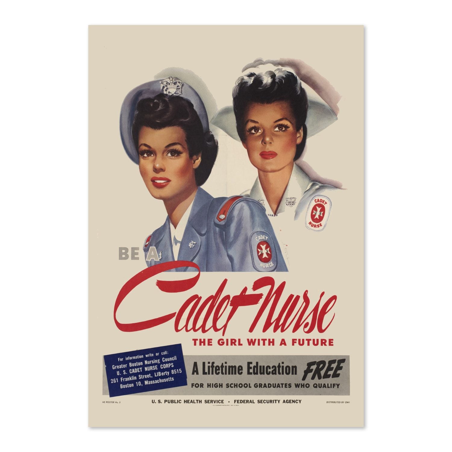 Be a Cadet Nurse — The Girl with a Future poster print