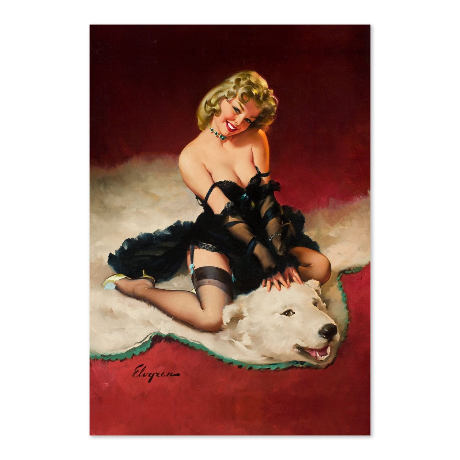 Bear Facts by Gil Elvgren, pin-up poster — framed print
