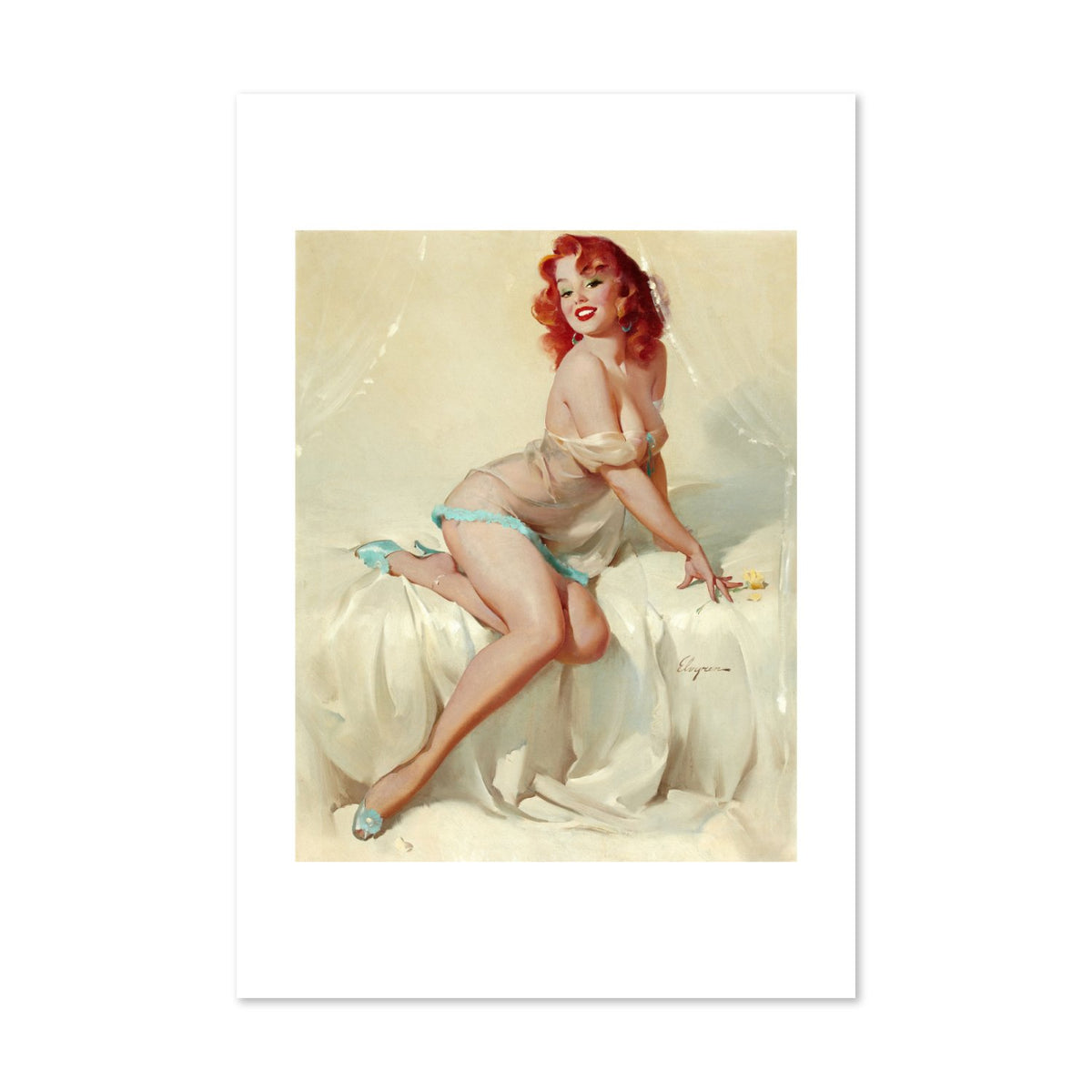 Bedside Manner by Gil Elvgren, pin-up poster — framed print