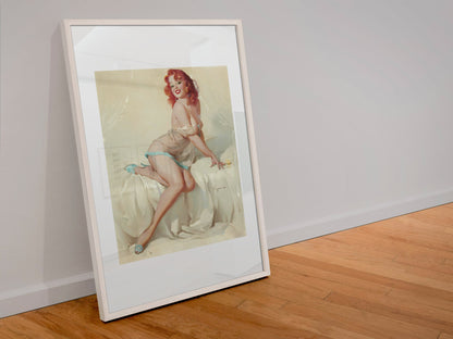 Bedside Manner by Gil Elvgren, pin-up poster — leaning frame
