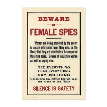 Beware of Female Spies poster print