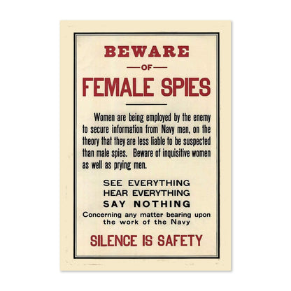 Beware of Female Spies poster print