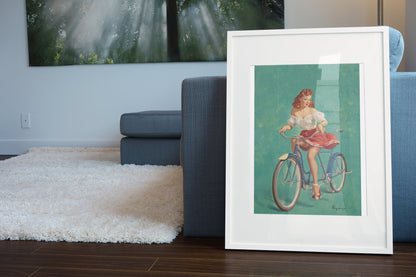 Bicycle Built for Woo by Gil Elvgren, pin-up poster — living room wall