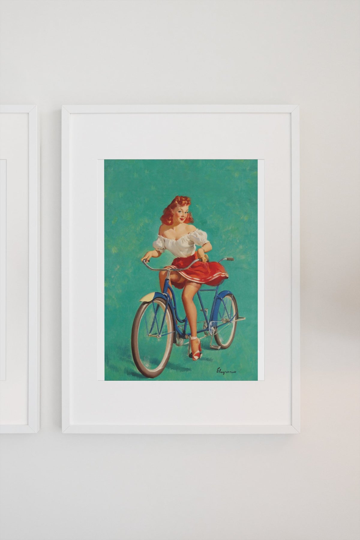 Bicycle Built for Woo by Gil Elvgren, pin-up poster — gallery wall