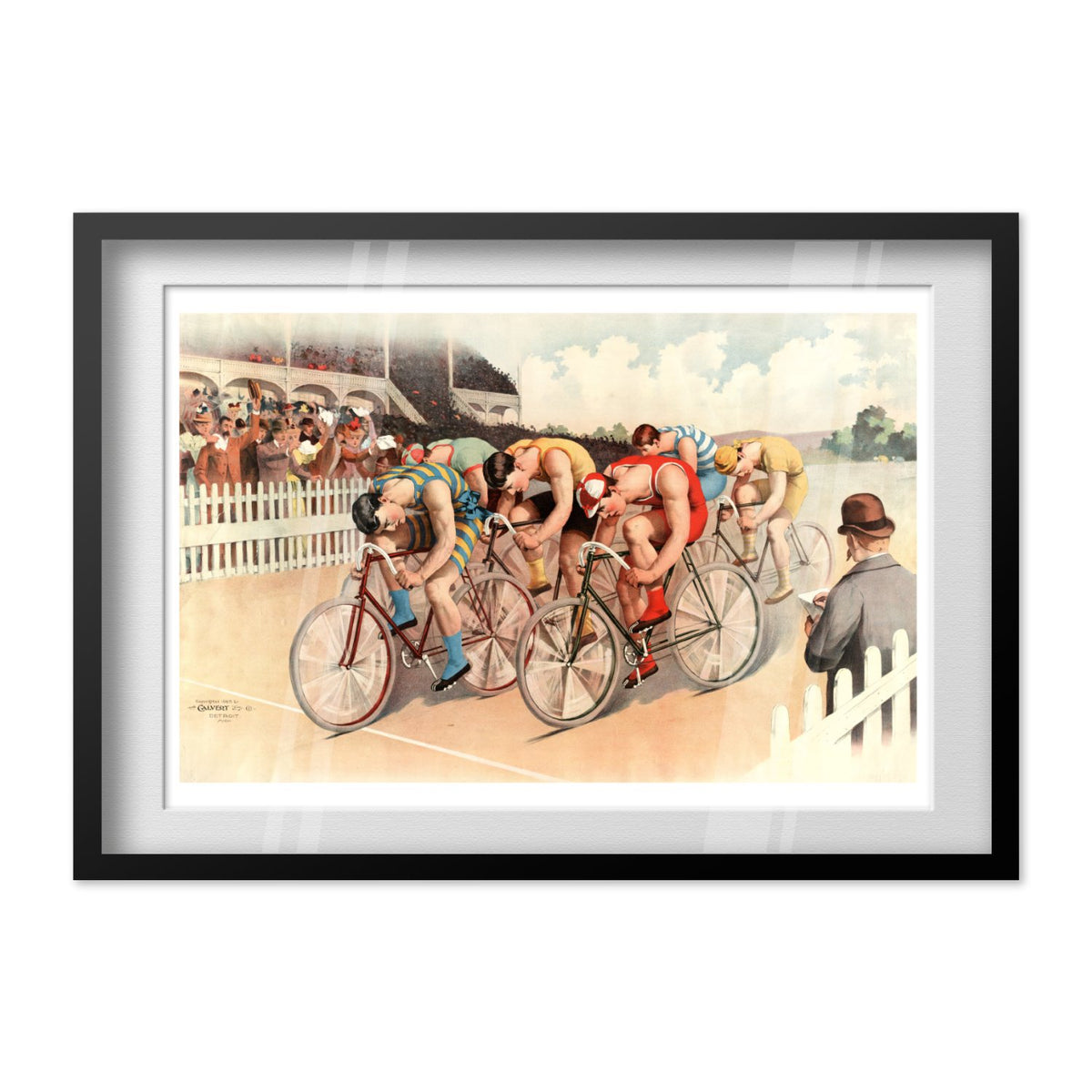 Bicycle Race poster in a black frame