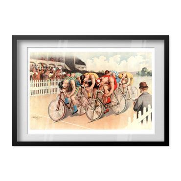 Bicycle Race poster in a black frame