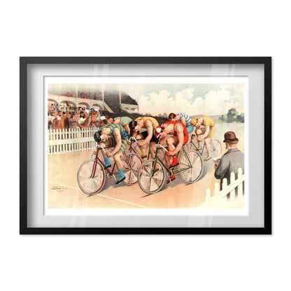 Bicycle Race poster in a black frame
