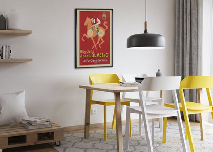 Jean Louvet Pur Sang des Velos poster framed above a dining table