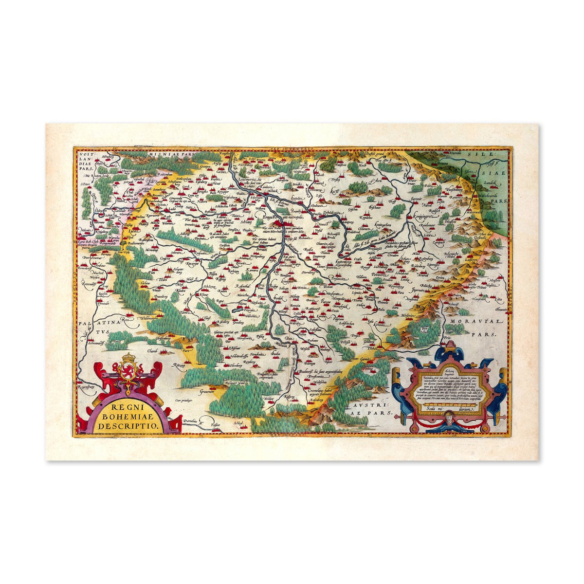 Bohemia 1570 Ortelius Map poster print