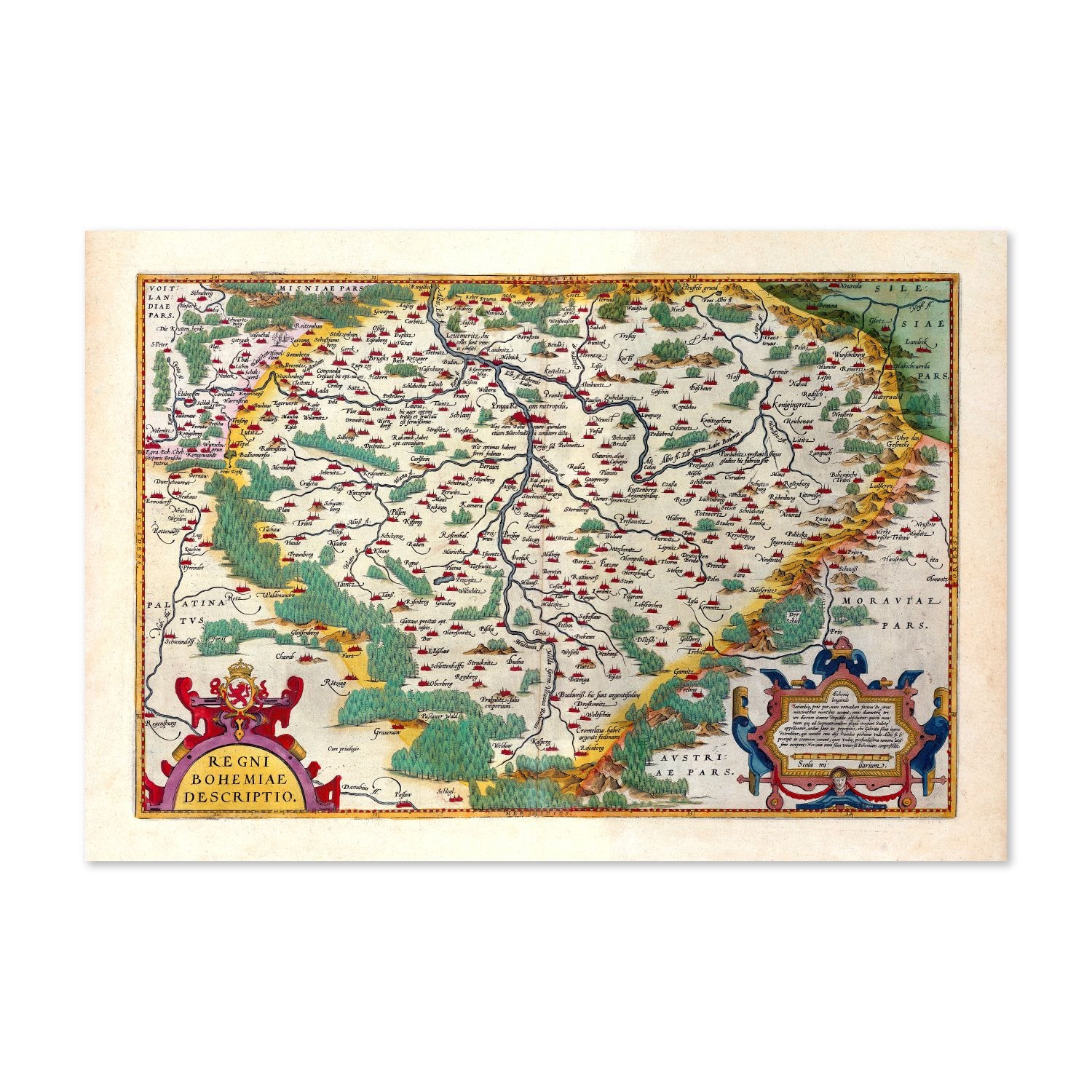 Bohemia 1570 Ortelius Map poster print