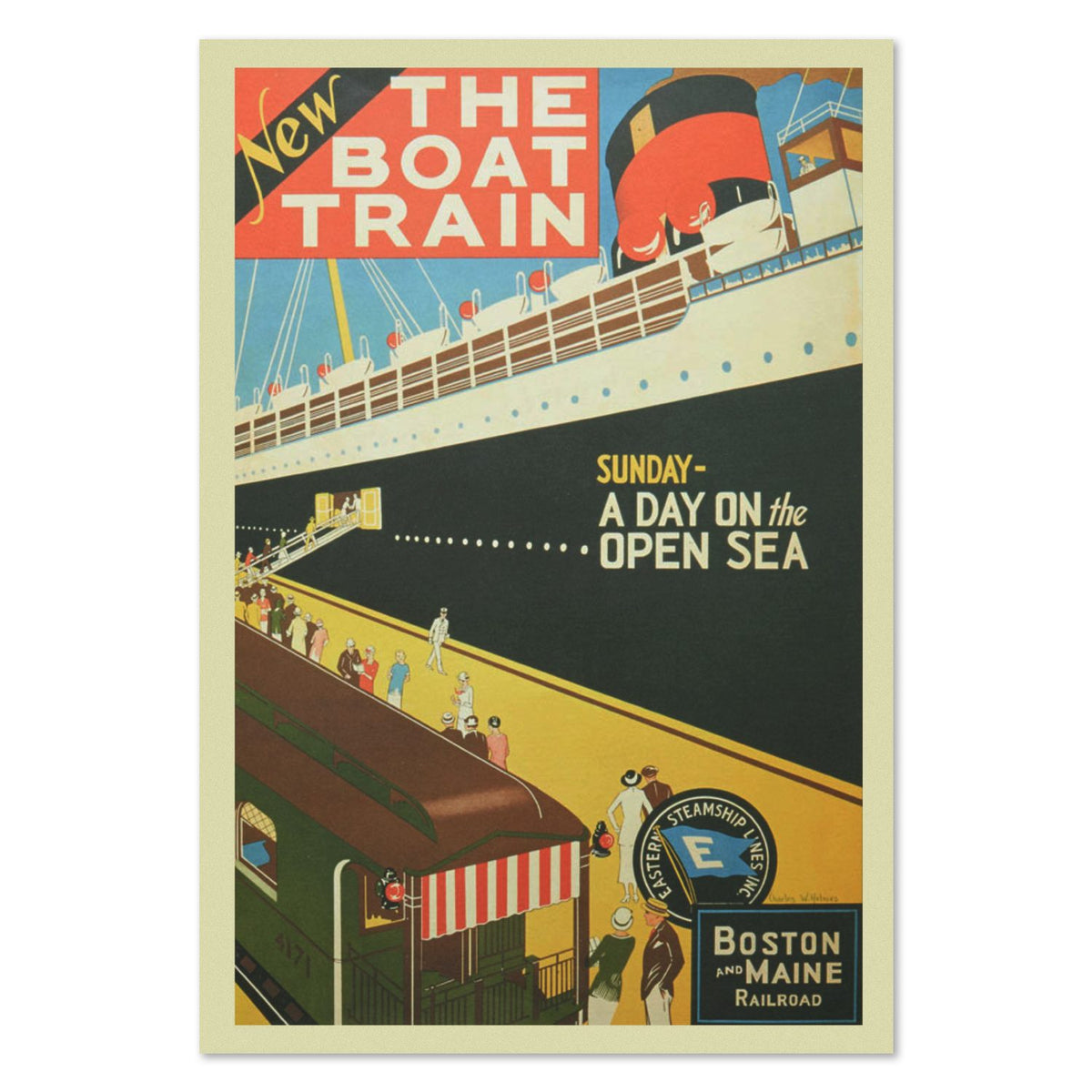 Boston and Maine Boat Train poster print