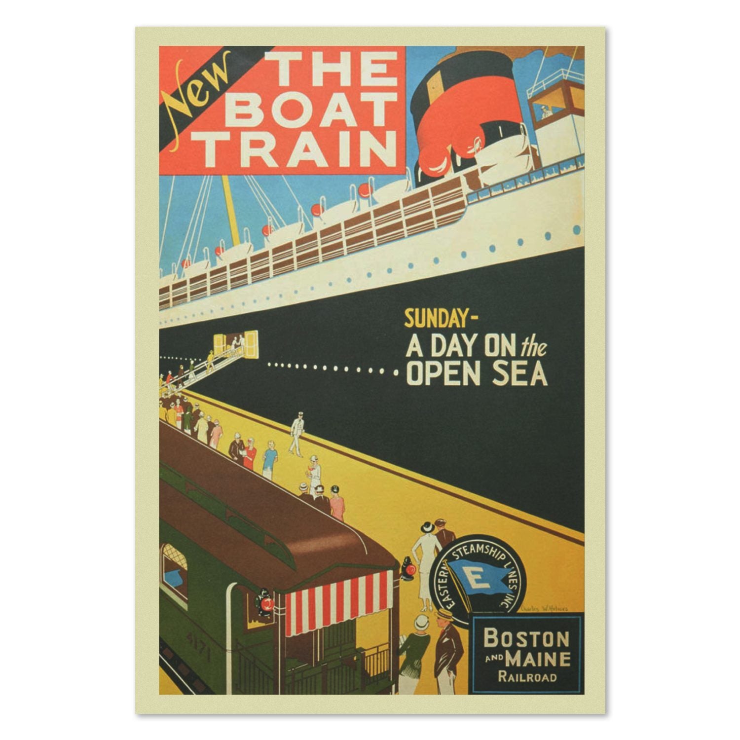 Boston and Maine Boat Train poster print
