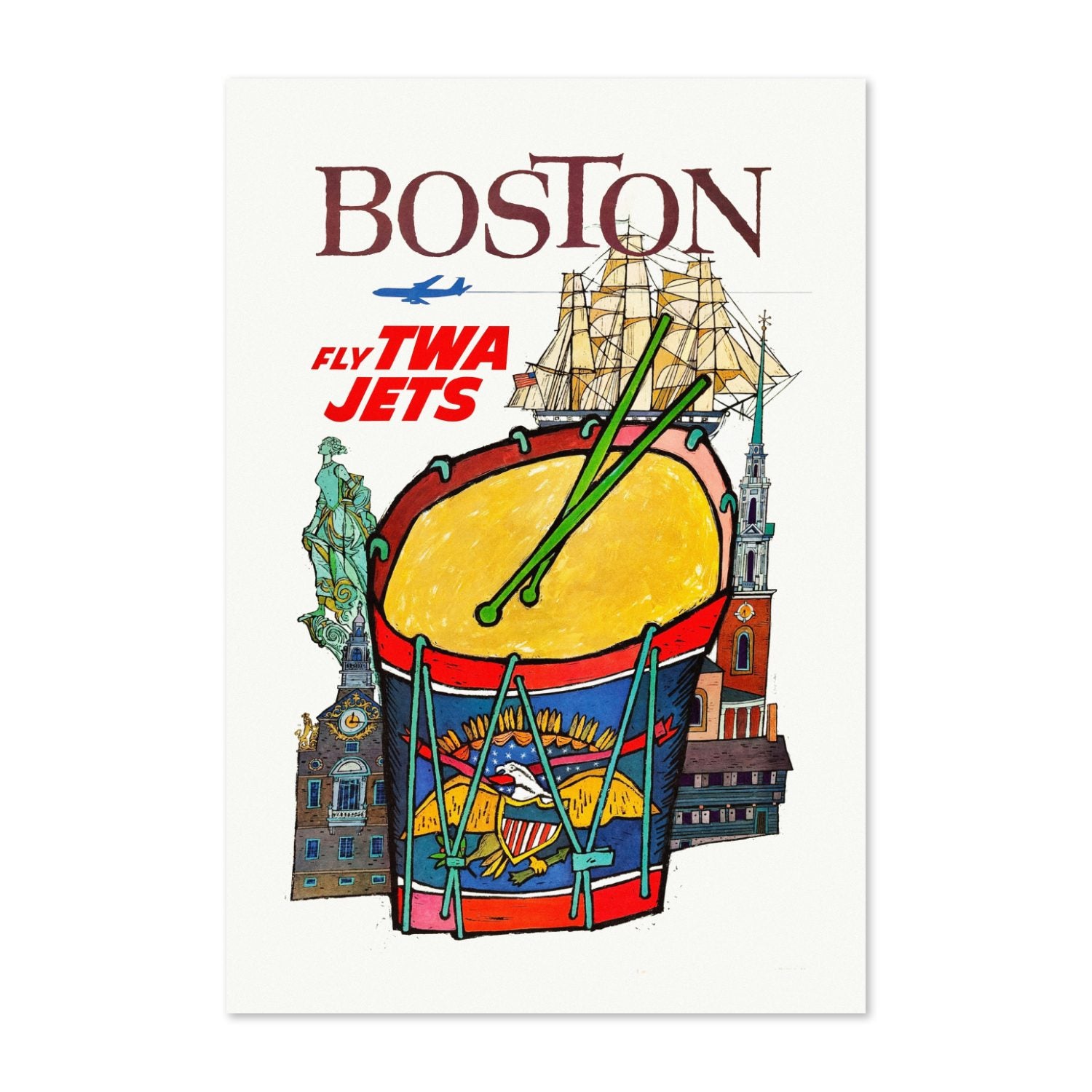 Boston Fly TWA Jets poster print