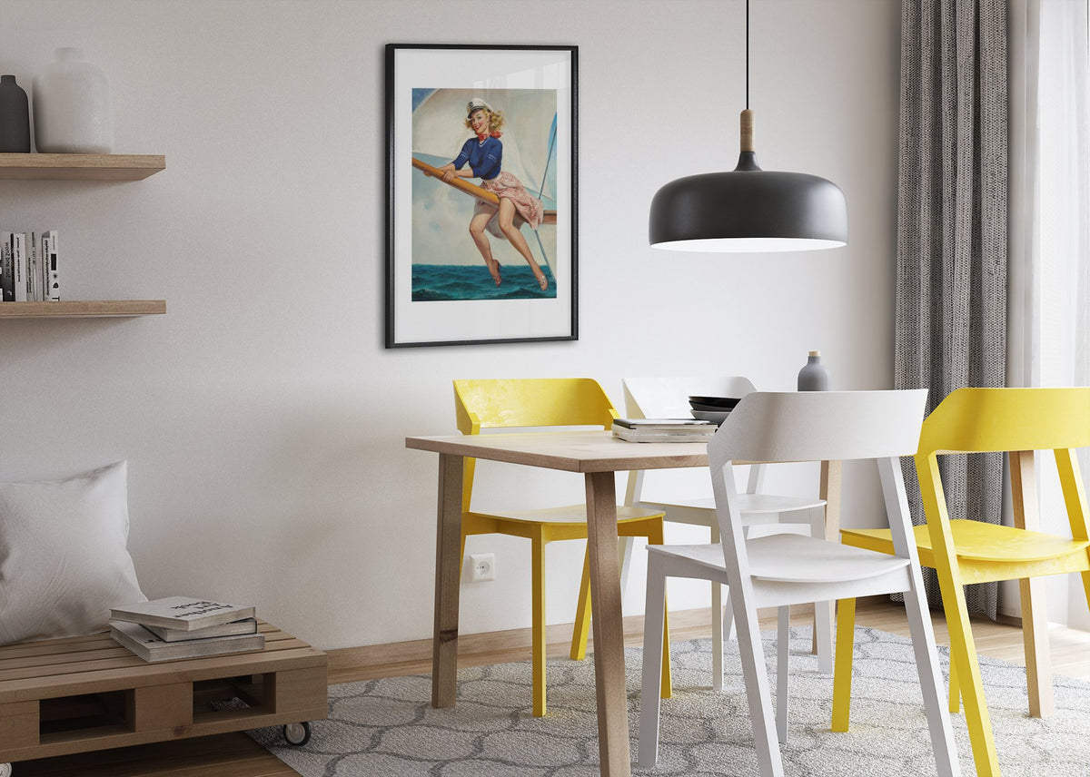 Bow Spirit by Gil Elvgren, pin-up poster — dining room