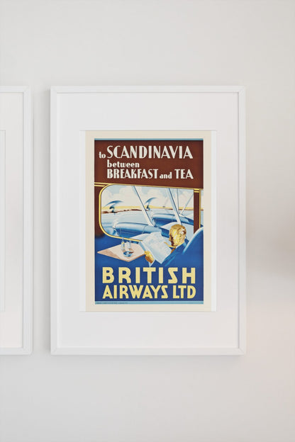 British Airways to Scandinavia poster on a light wall