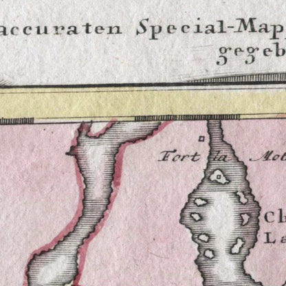 Close-up detail of the British Colonies 1759 German Map