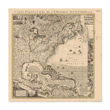 British Colonies in America 1733 Map vintage print