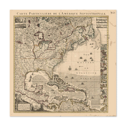 British Colonies in America 1733 Map vintage print