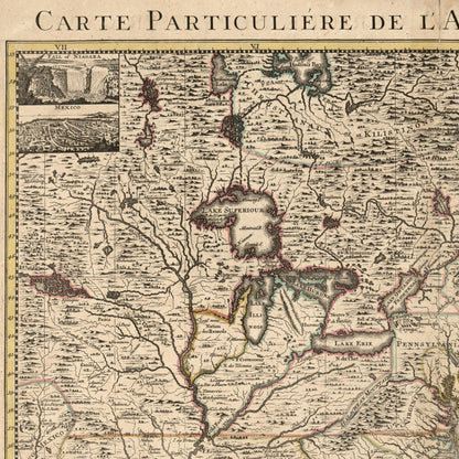Close-up detail of the British Colonies in America 1733 Map