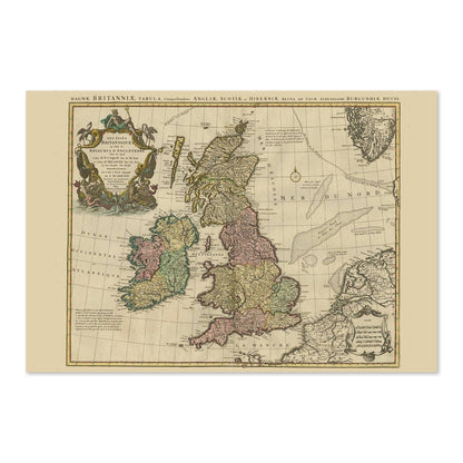 British Isles 1700s Map vintage print