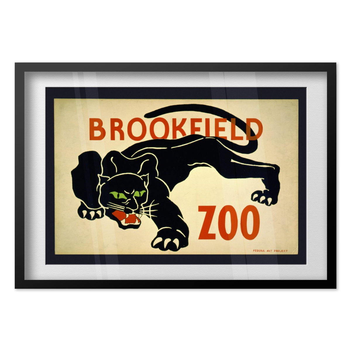 Brookfield Zoo Black Panther poster in a black frame