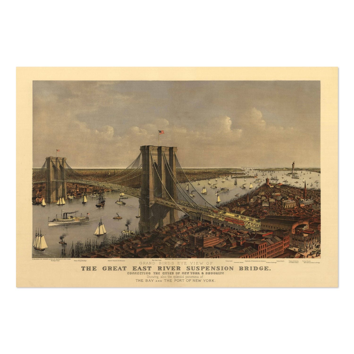 Brooklyn Bridge 1885 Panoramic View poster print