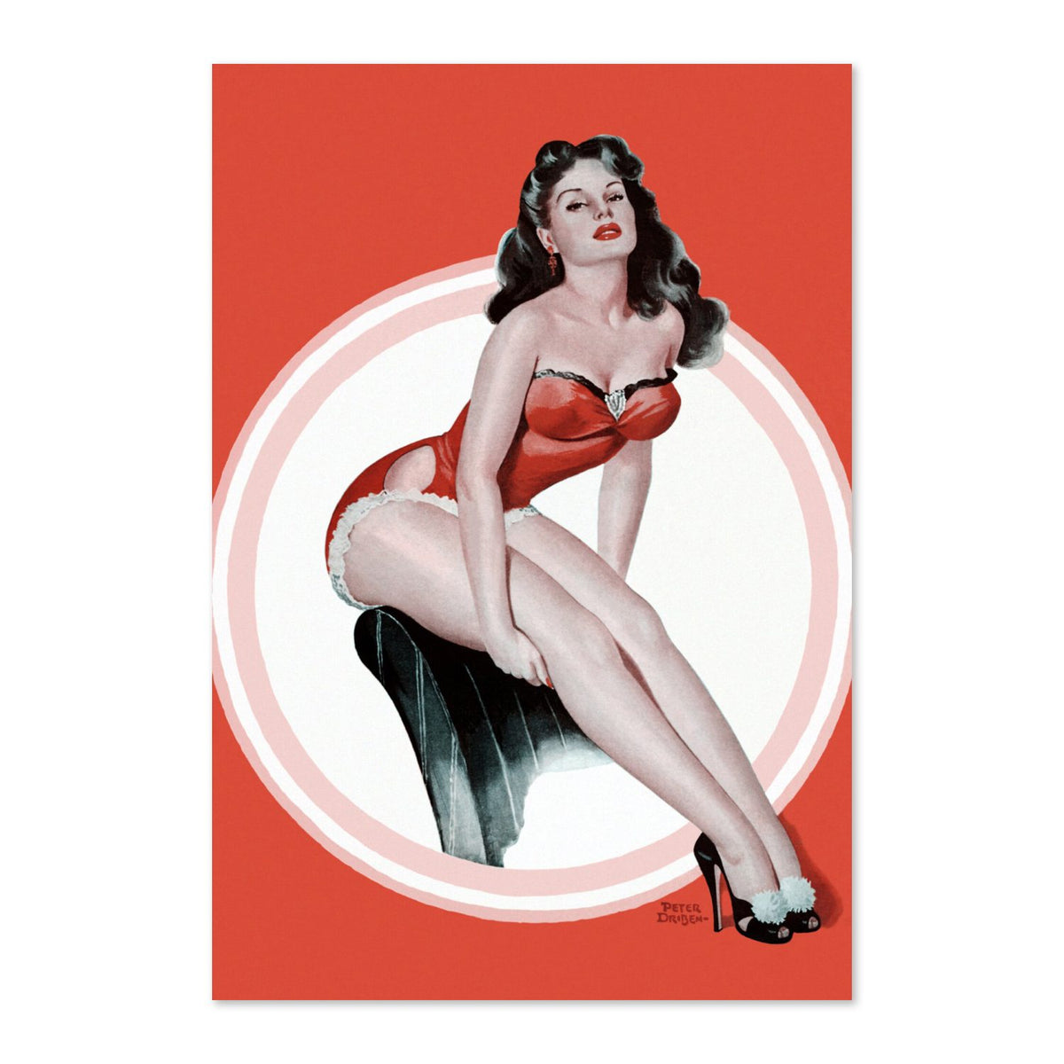Brunette in Red poster print