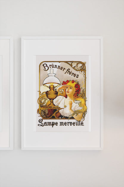 Brunner Freres Lamps poster on a light wall