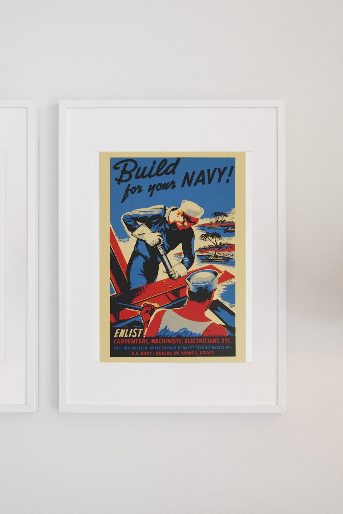 Build for Your Navy — Seabees poster on a light wall