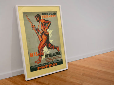 Buy Prints of the Revolution CNT FAI poster in a white frame leaning against a wall