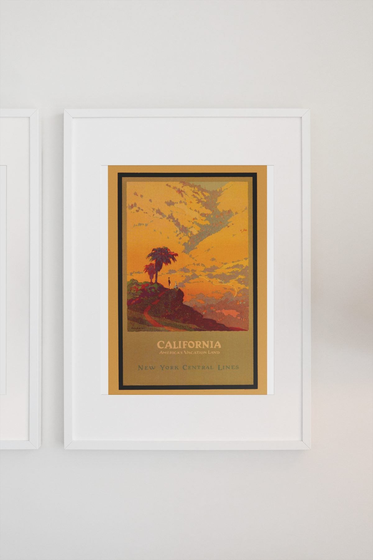 California New York Central Lines poster on a light wall