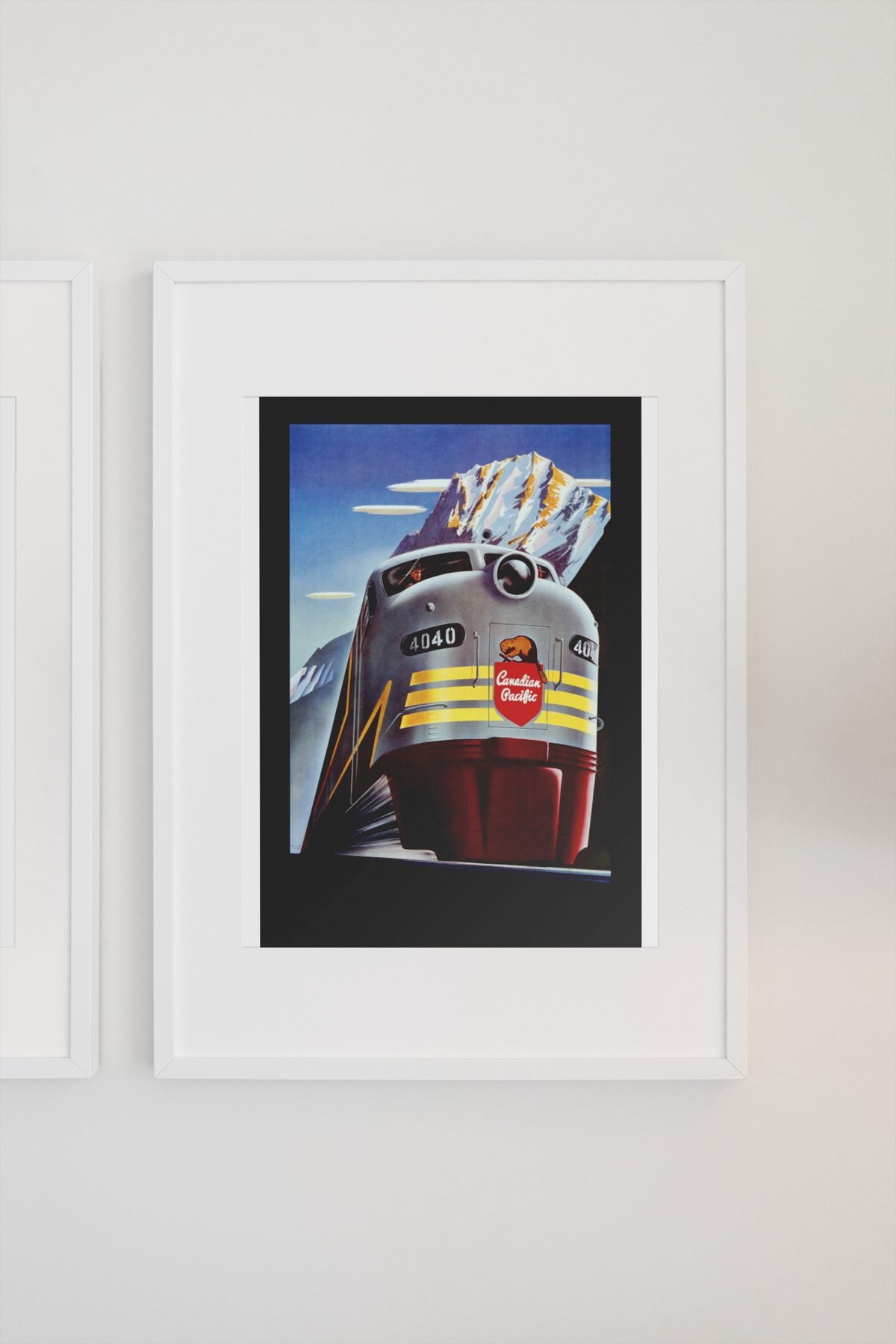 Canadian Pacific Locomotive 1950s poster on a light wall