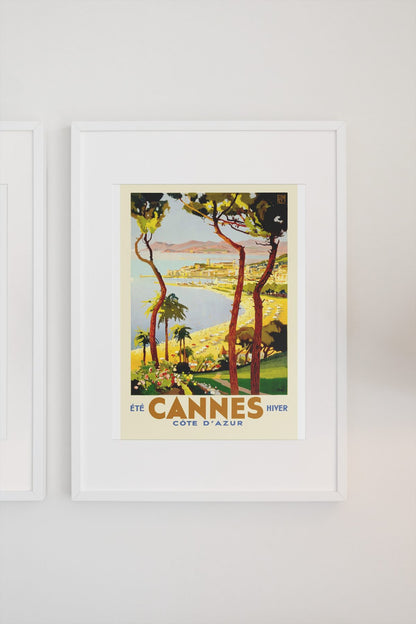 Cannes Cote d Azur poster on a light wall