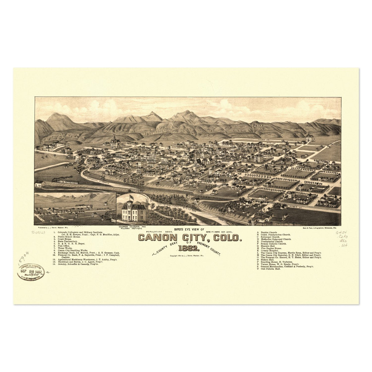 Canon City 1882 Panoramic Map poster print