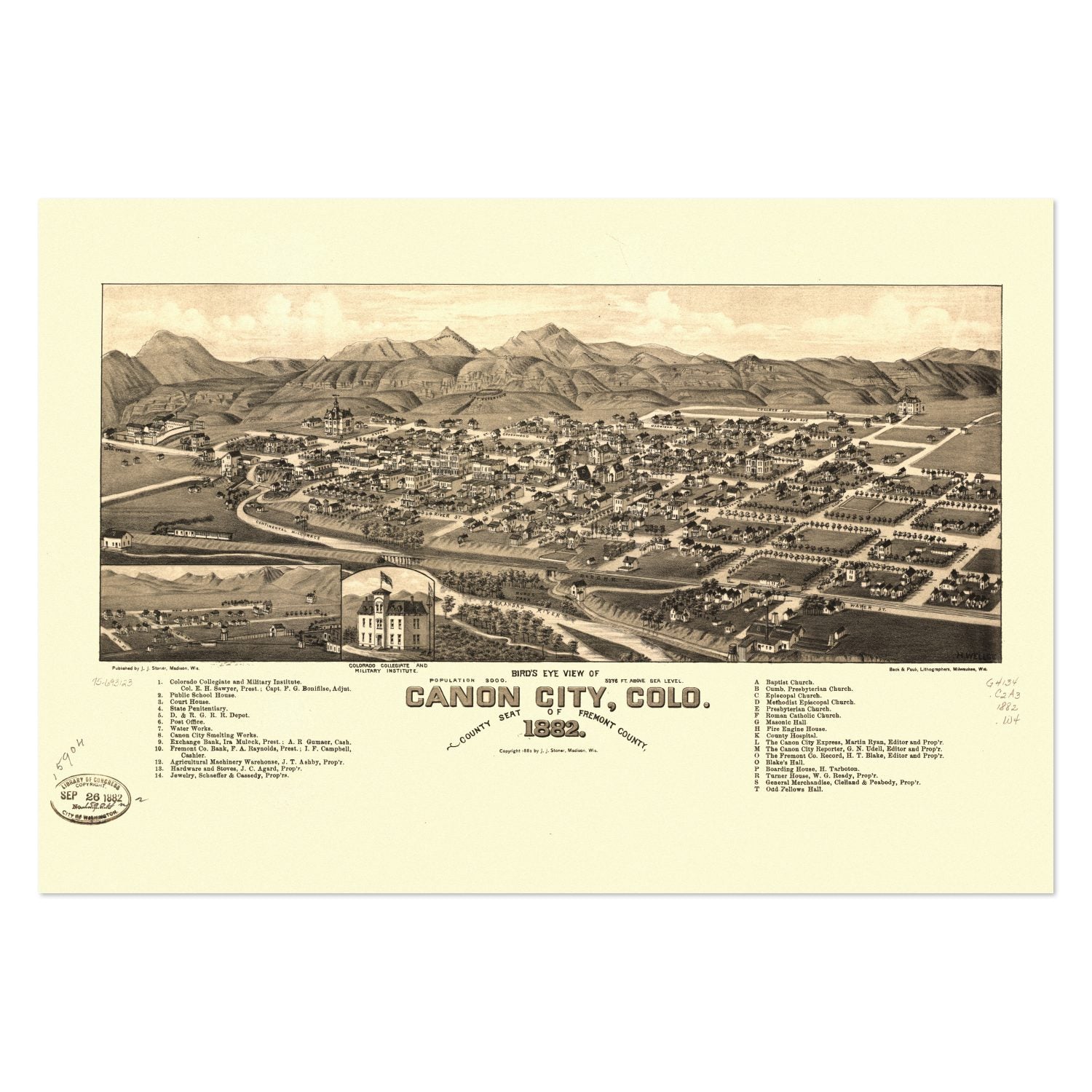 Canon City 1882 Panoramic Map poster print