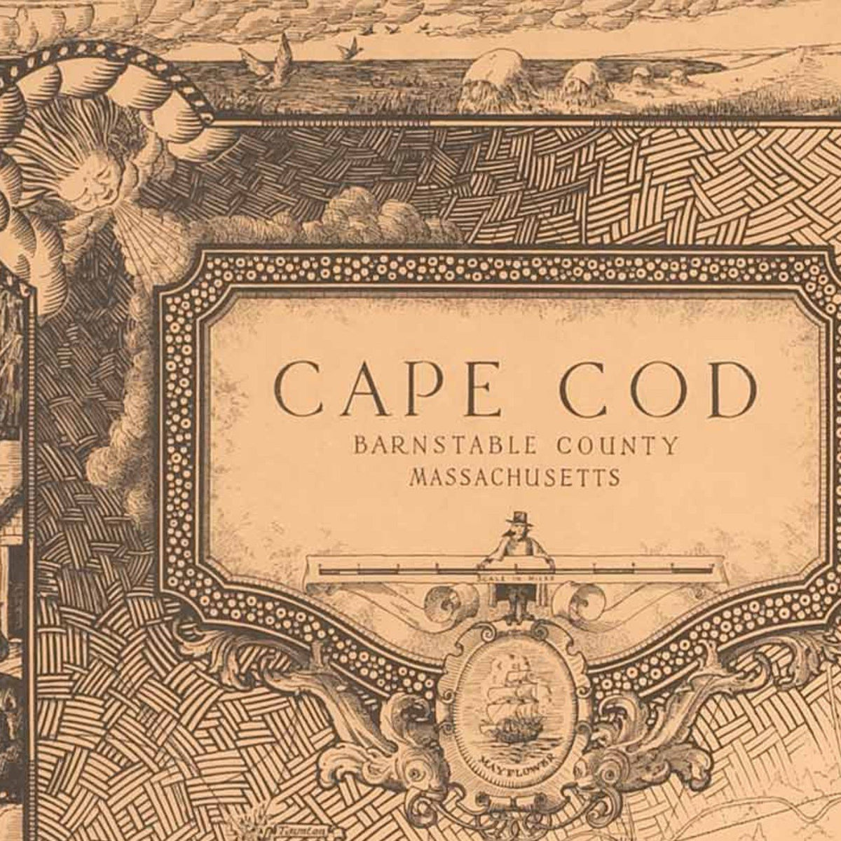 Close-up detail of the Cape Cod 1930s Map
