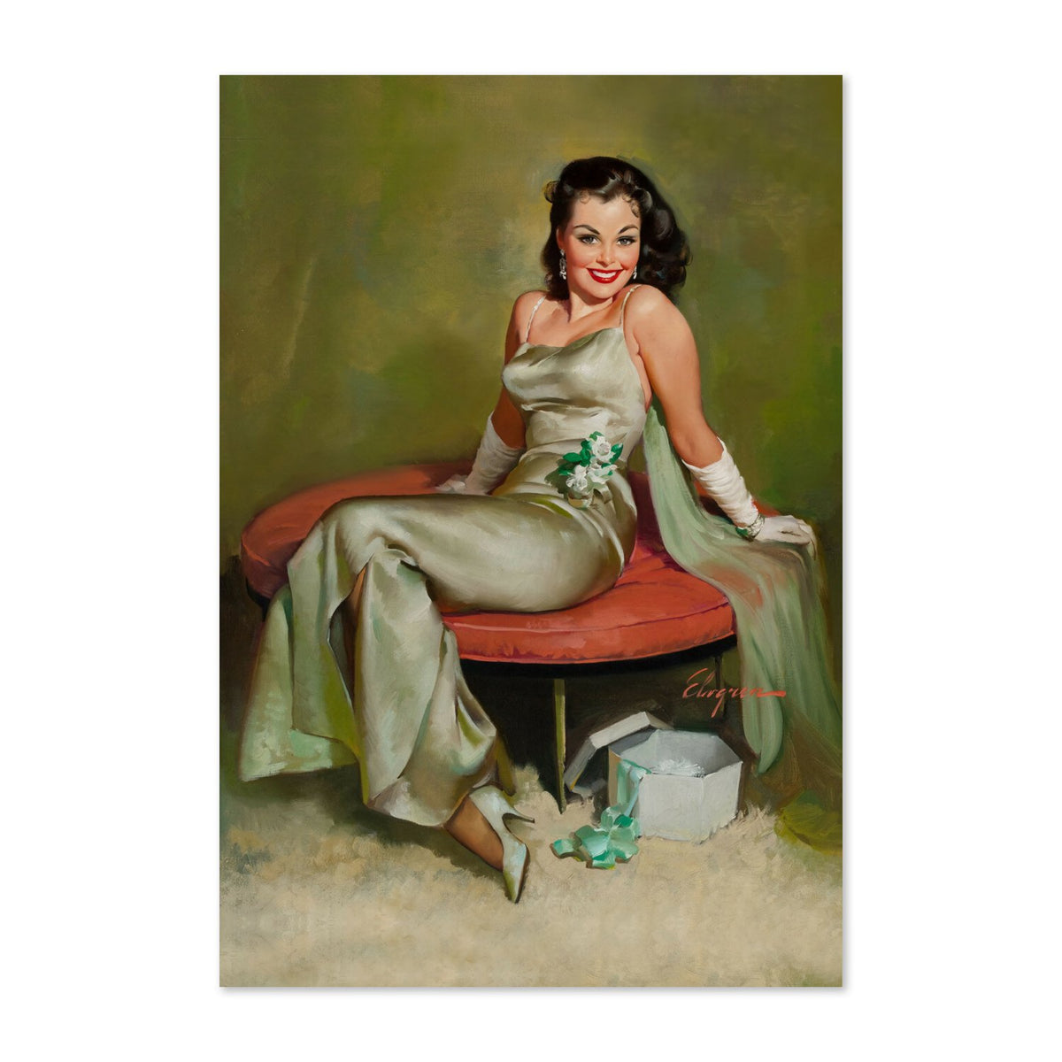 Captivating by Gil Elvgren, pin-up poster — framed print