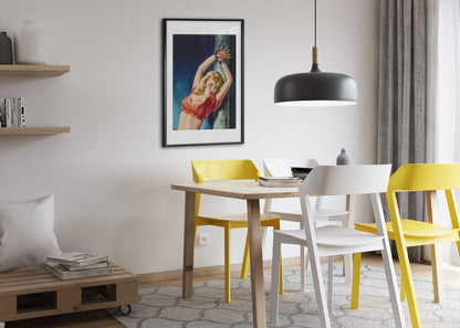 Captive Audience poster framed above a dining table