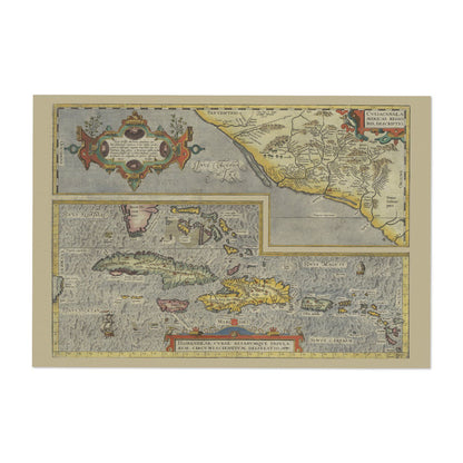 Caribbean & Cuba 1580 Map vintage print