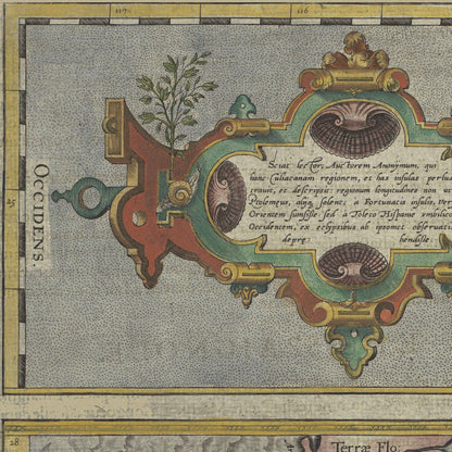 Close-up detail of the Caribbean & Cuba 1580 Map