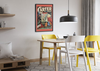 Carter Beats the Devil poster framed above a dining table