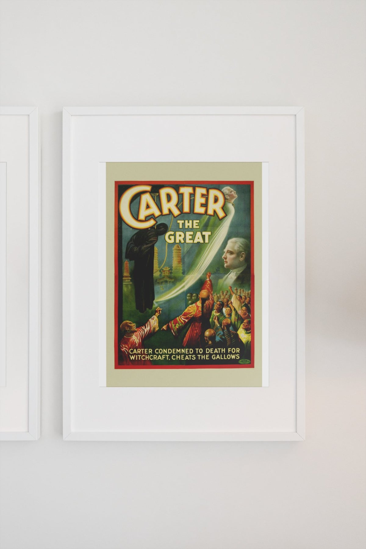 Carter the Great Condemned for Witchcraft poster on a light wall