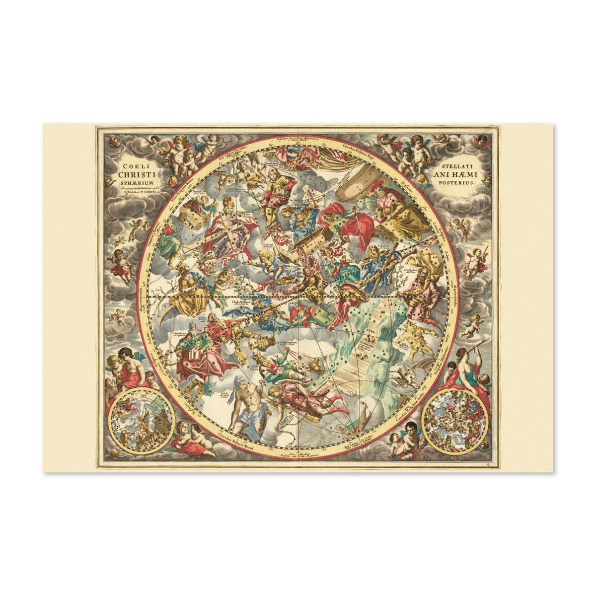 Cellarius Christian Star Chart 1660 vintage print