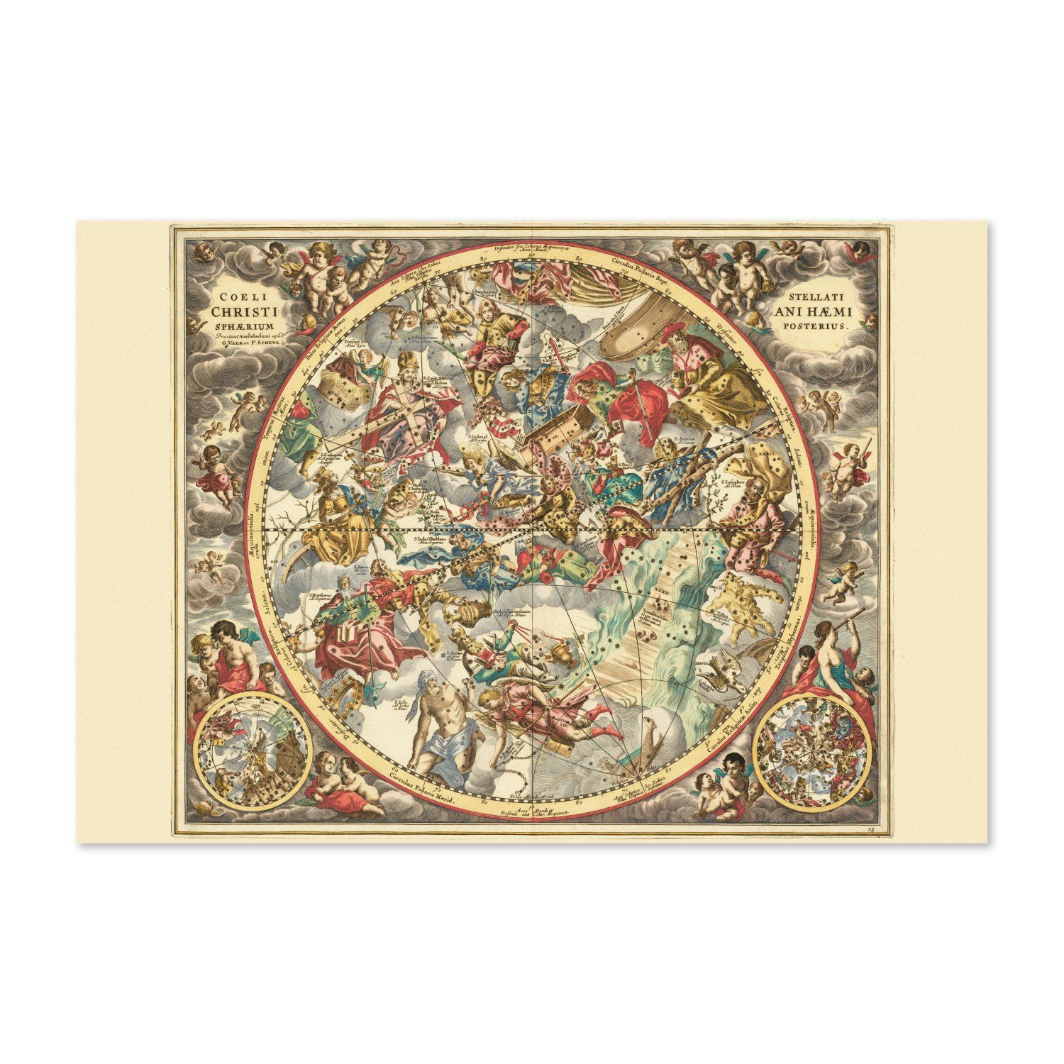 Cellarius Christian Star Chart 1660 vintage print