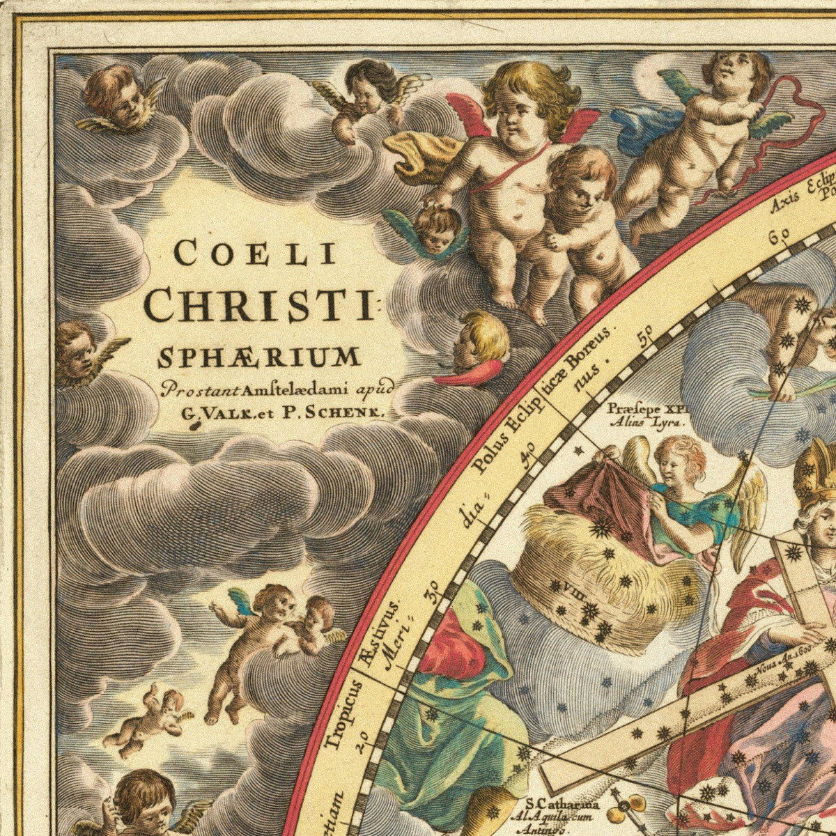 Close-up detail of the Cellarius Christian Star Chart 1660
