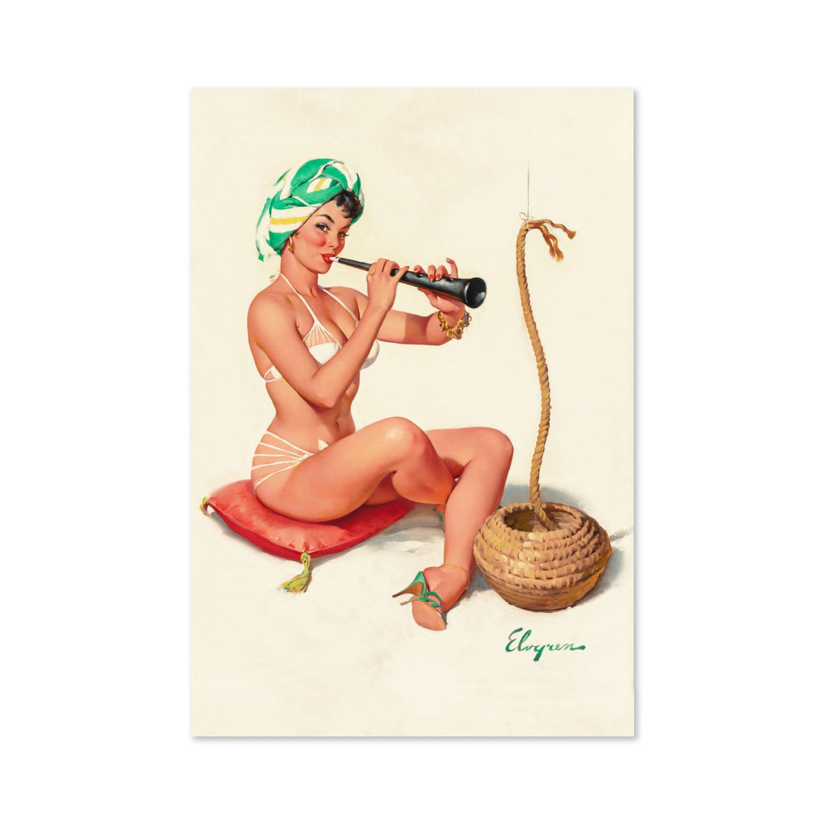 Charming by Gil Elvgren, pin-up poster — framed print