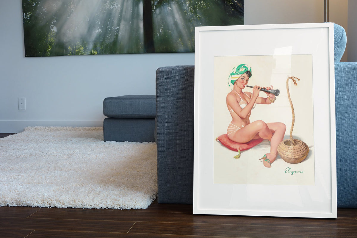 Charming by Gil Elvgren, pin-up poster — living room wall